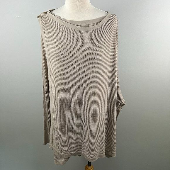 NWOT NORDSTROM Mesh Open Cardigan in Tan Cobblestone (XL/XXL) - Picture 3 of 11